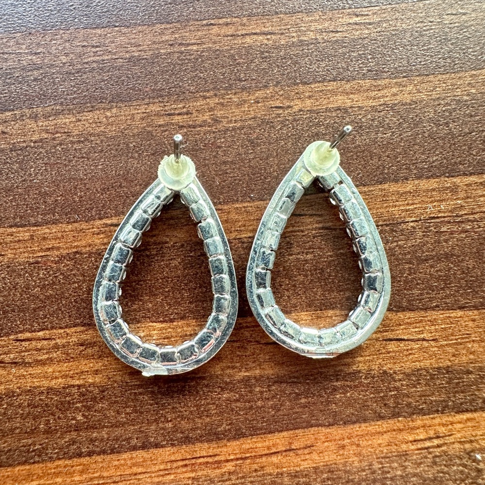 Rhinestone Teardrop Earrings - Picture 2 of 3